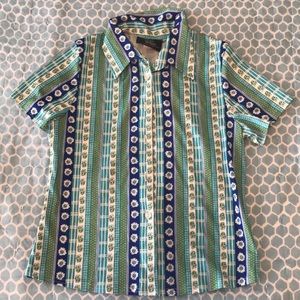 You Nique pattern button down top